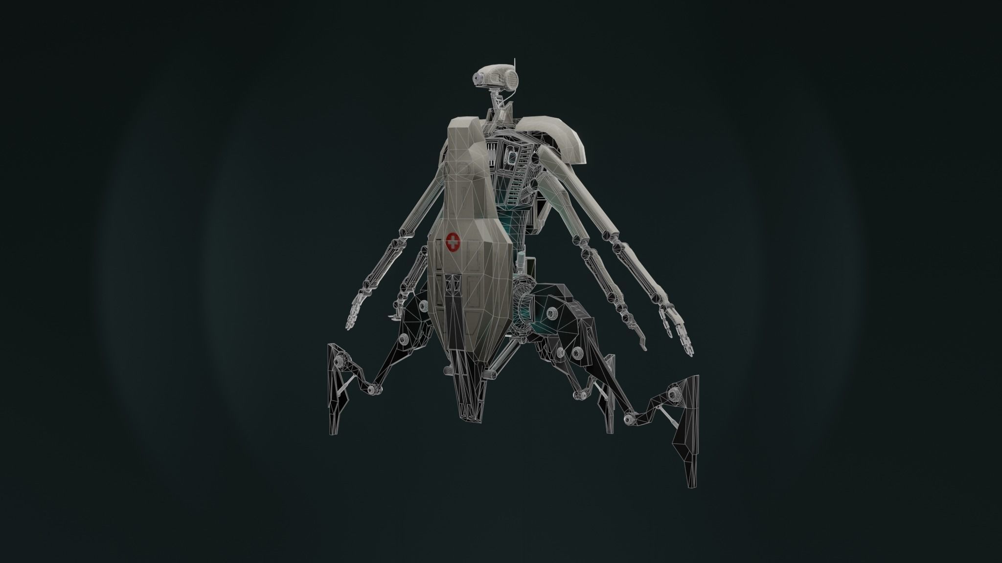 Med-droid futuristic looking robot Low-poly 3D model_8