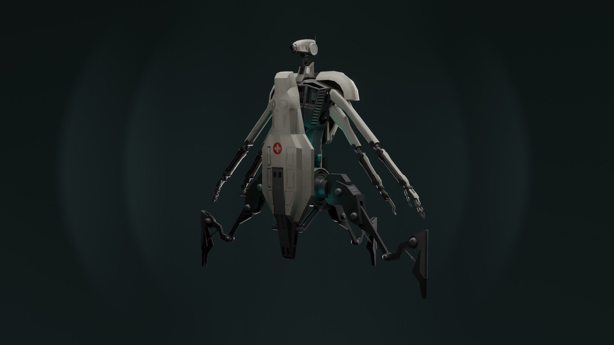 Med-droid futuristic looking robot Low-poly 3D model_4