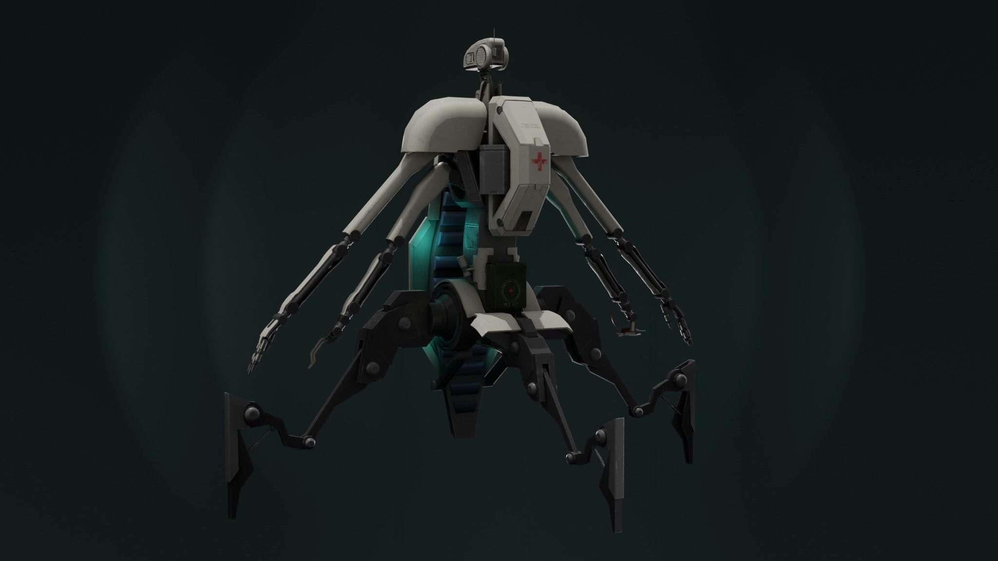 Med-droid futuristic looking robot Low-poly 3D model_3
