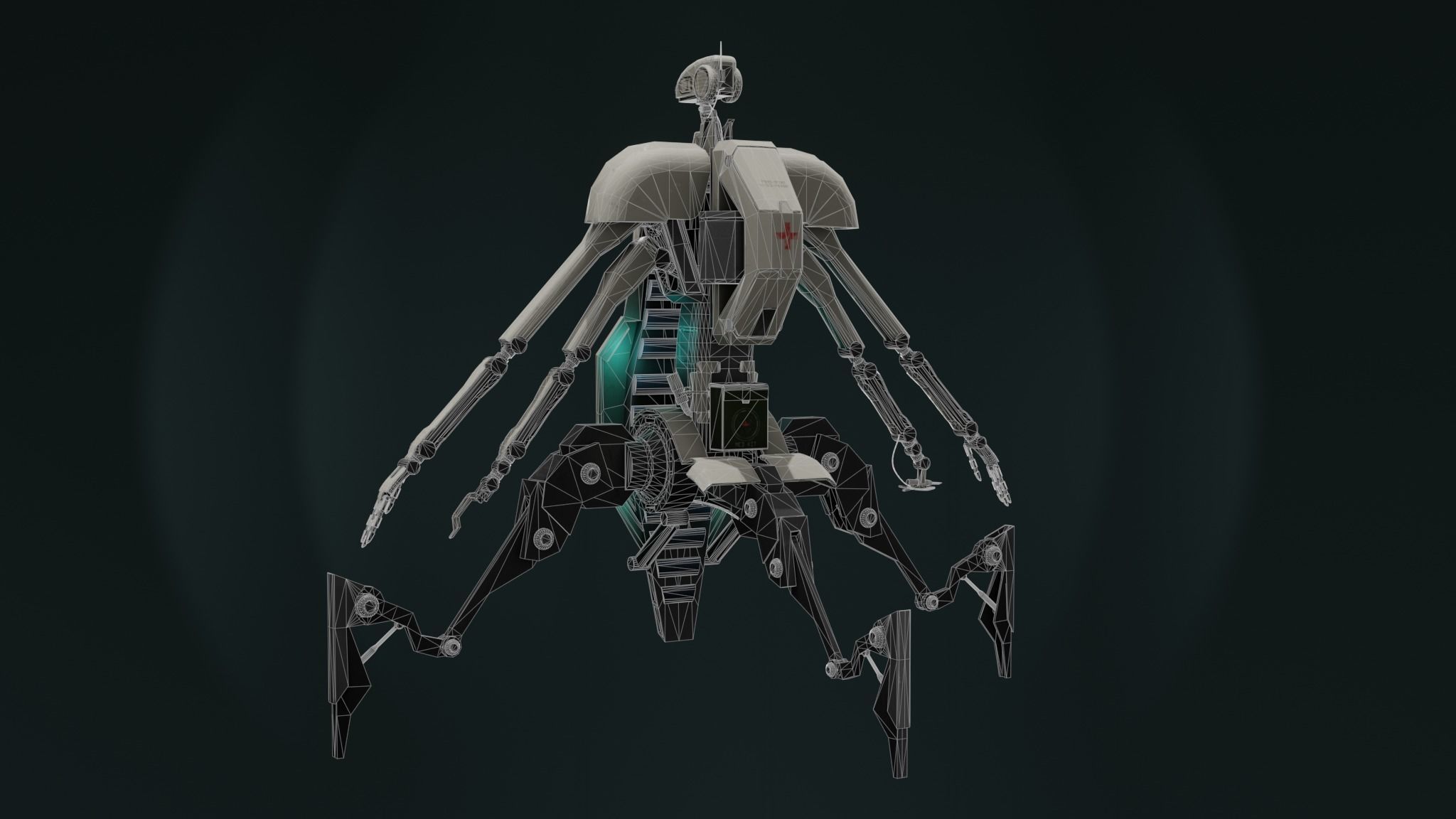 Med-droid futuristic looking robot Low-poly 3D model_7