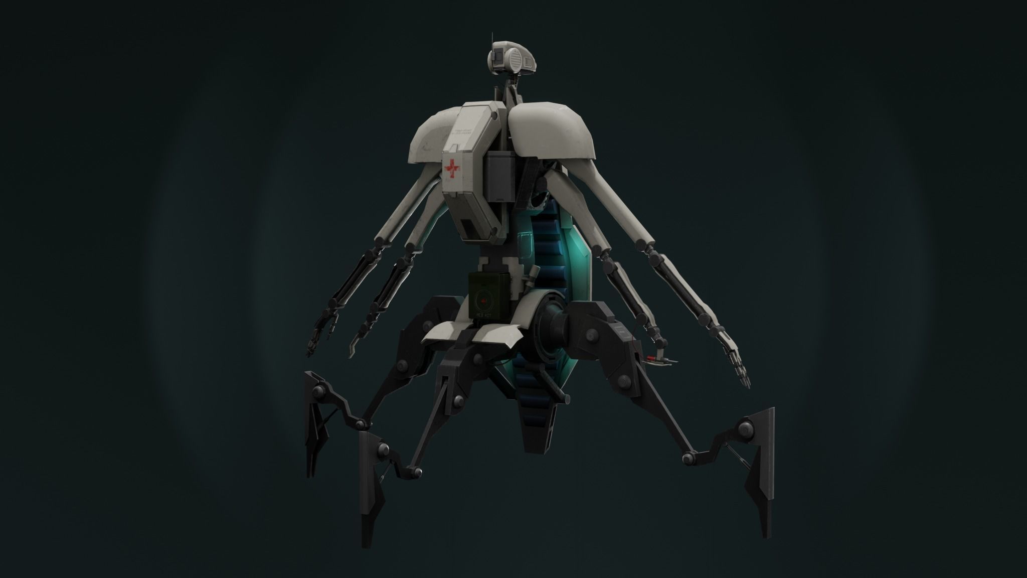 Med-droid futuristic looking robot Low-poly 3D model_5