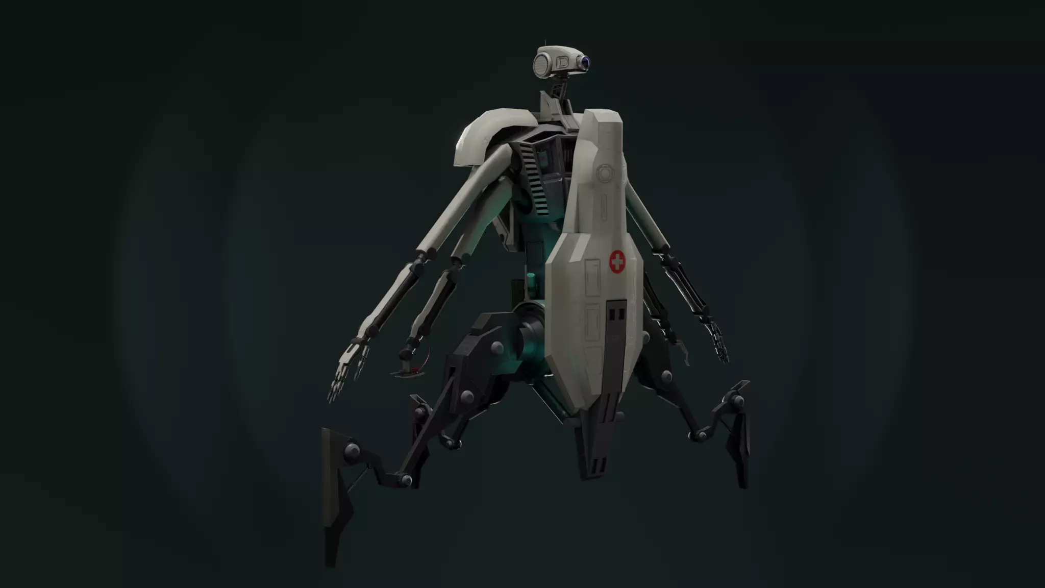 Med-droid futuristic looking robot Low-poly 3D model_0