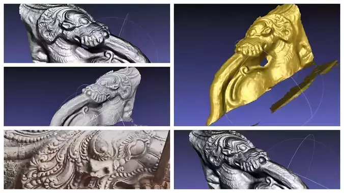 madurai temple yali statue in temple city statues photogrammetry 3D model