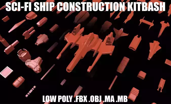 Low Poly Kit Bash Sci-FI Ships