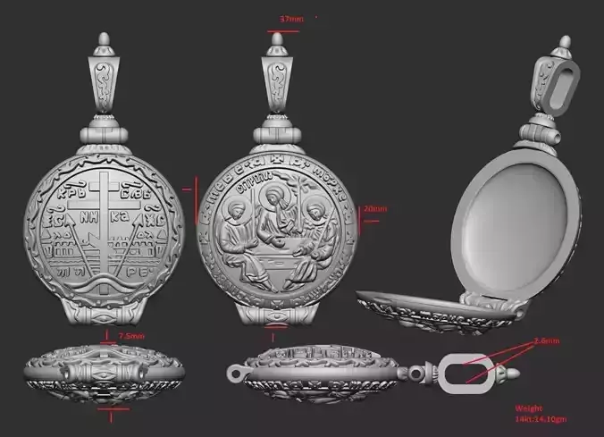 Pendant locket with different parts