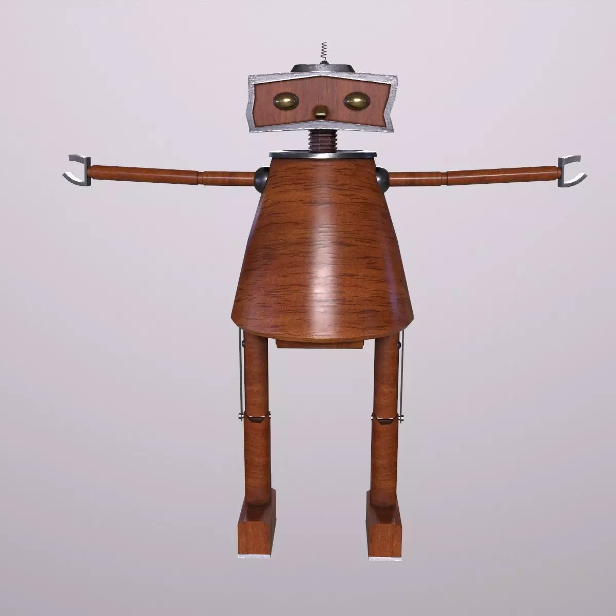 Robot Game ready - Low poly 3d model wooden Low-poly 3D model_0