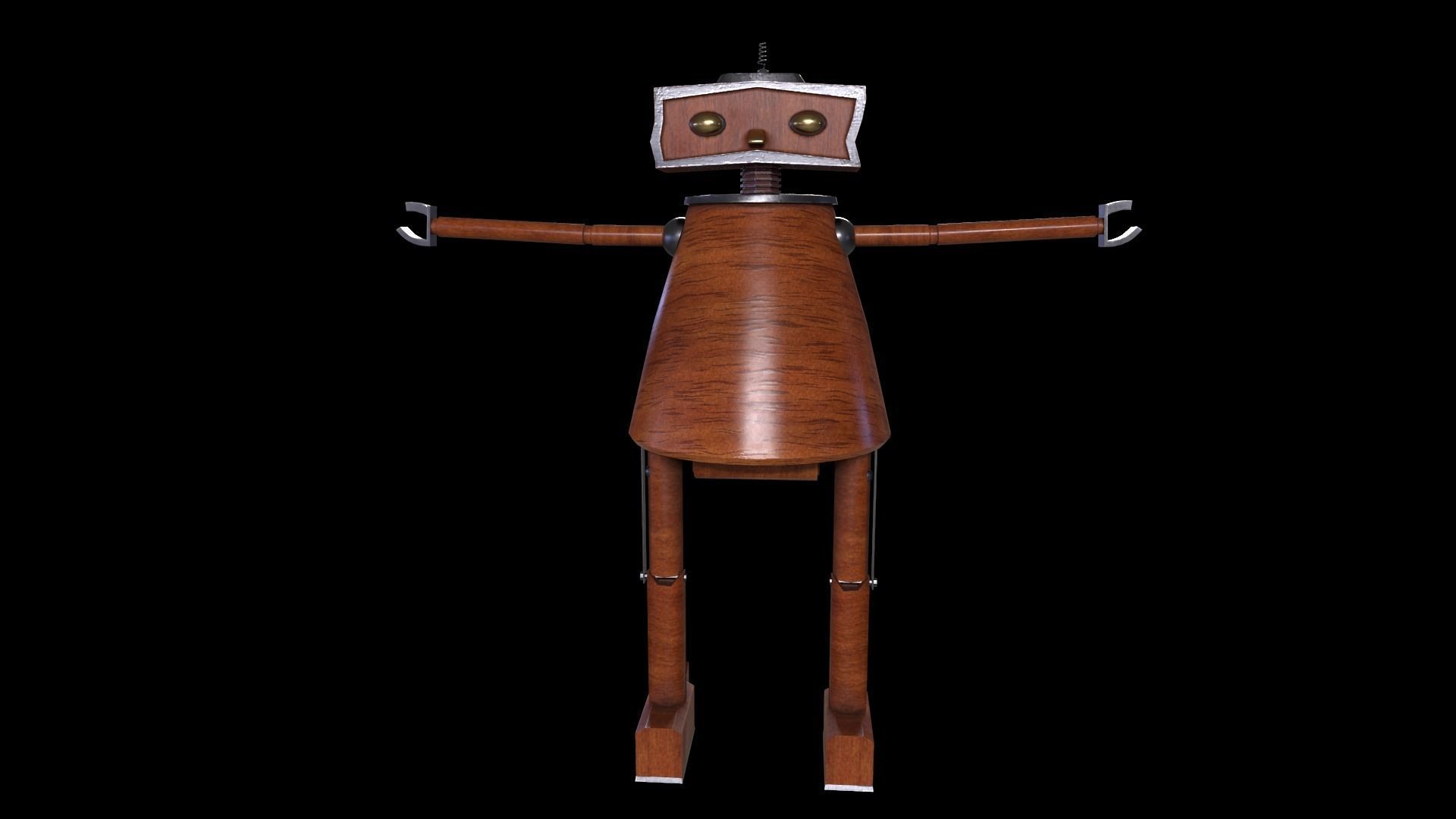 Robot Game ready - Low poly 3d model wooden Low-poly 3D model_5