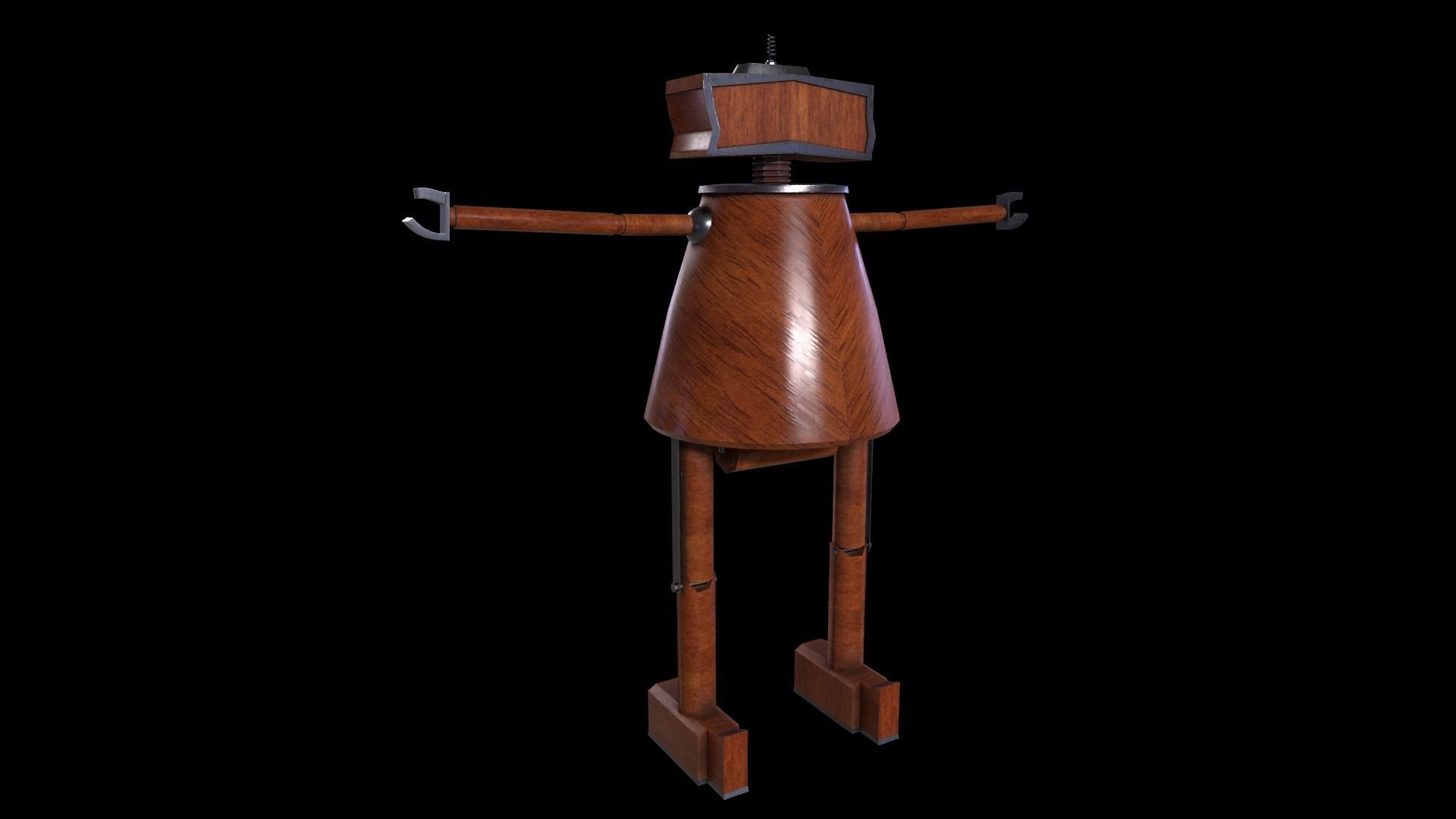 Robot Game ready - Low poly 3d model wooden Low-poly 3D model_4