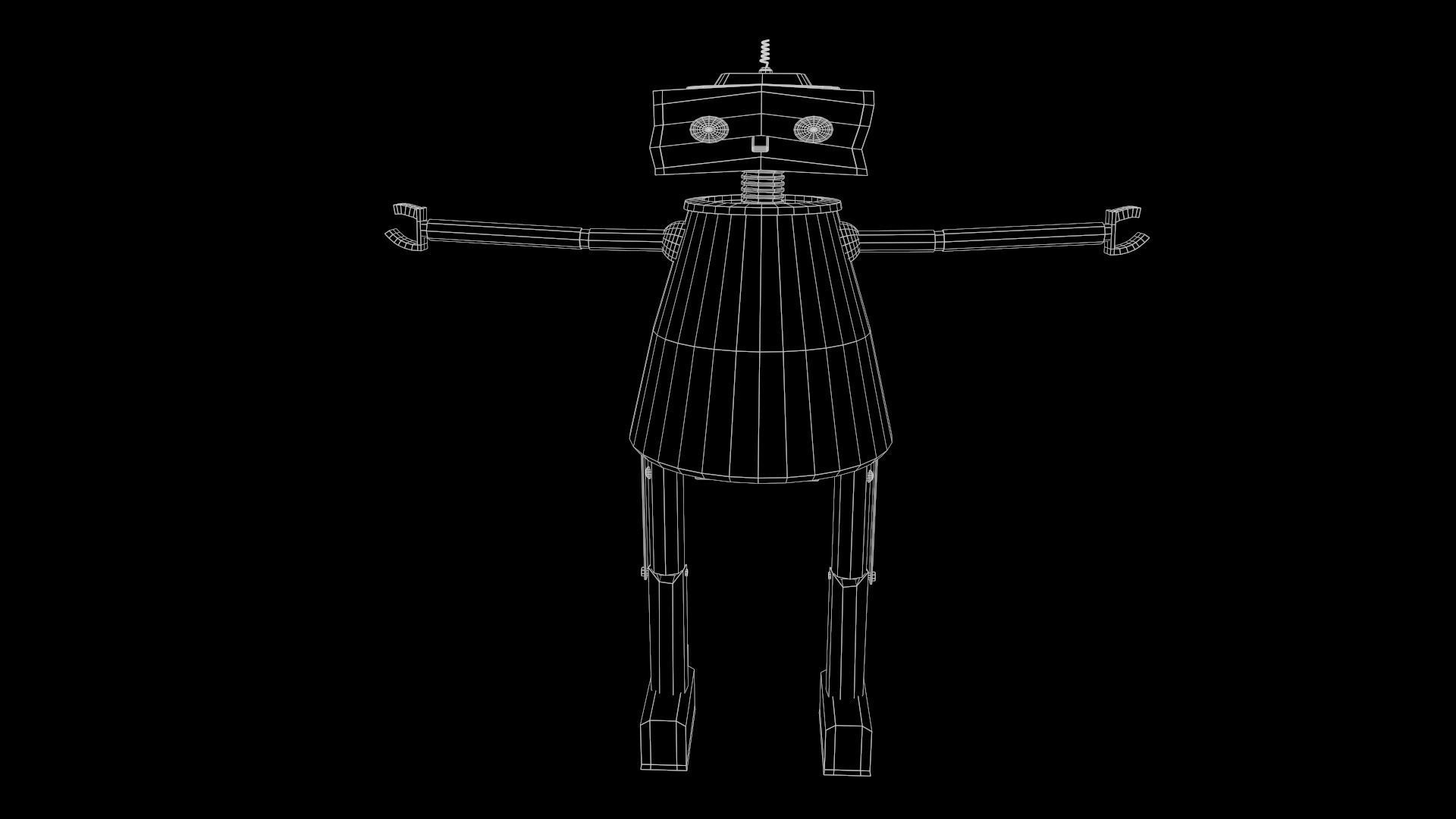 Robot Game ready - Low poly 3d model wooden Low-poly 3D model_6