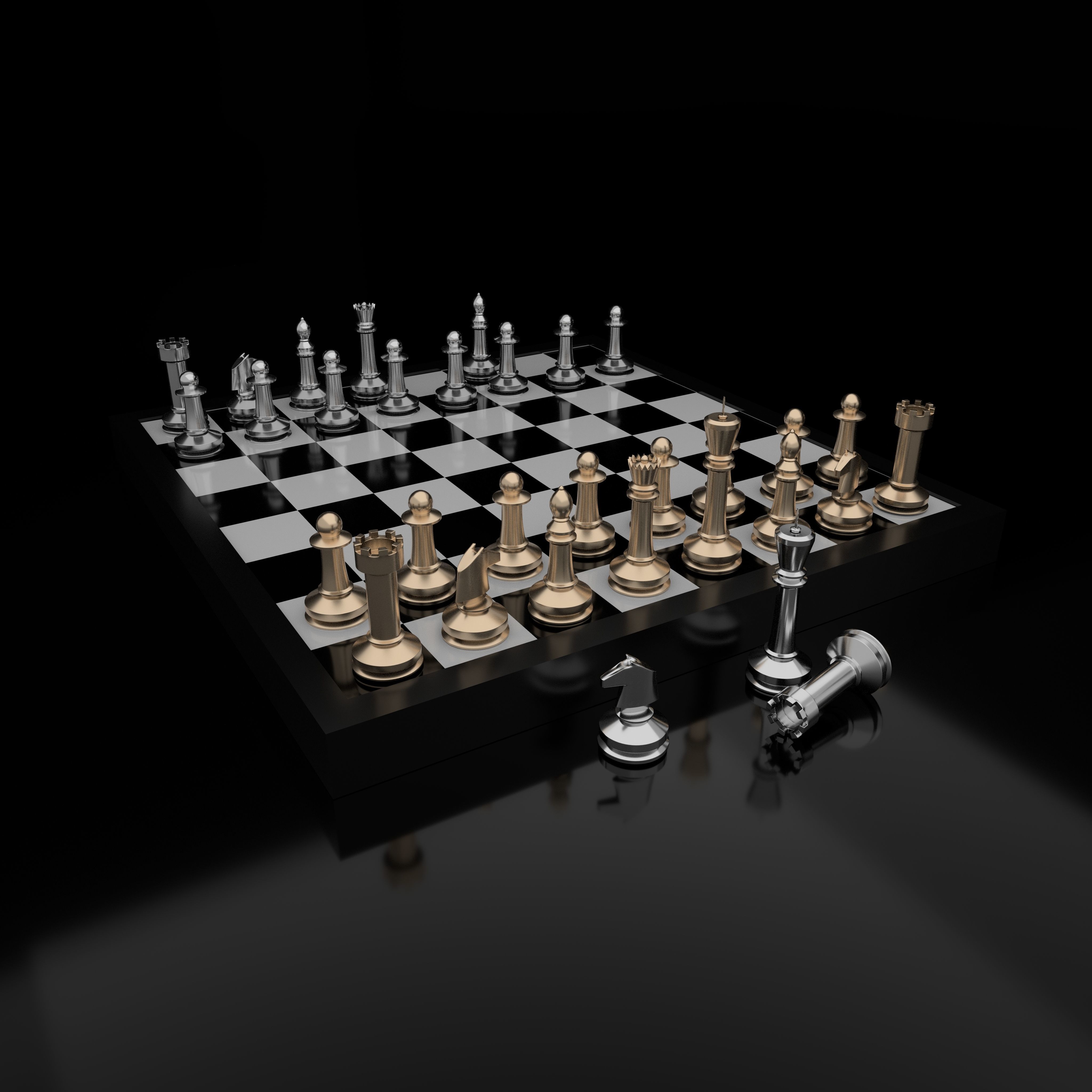Chess set Free low-poly 3D model_1