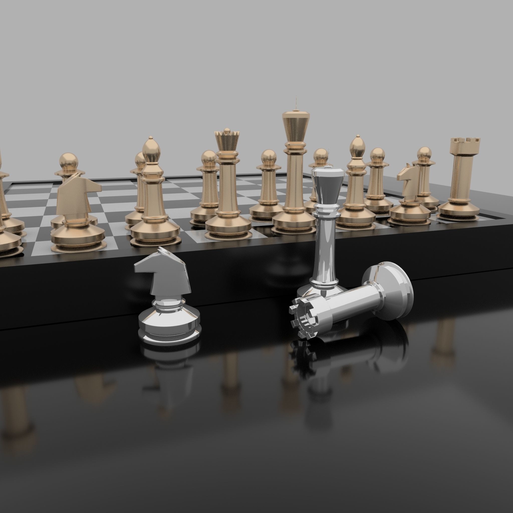 Chess set Free low-poly 3D model_2