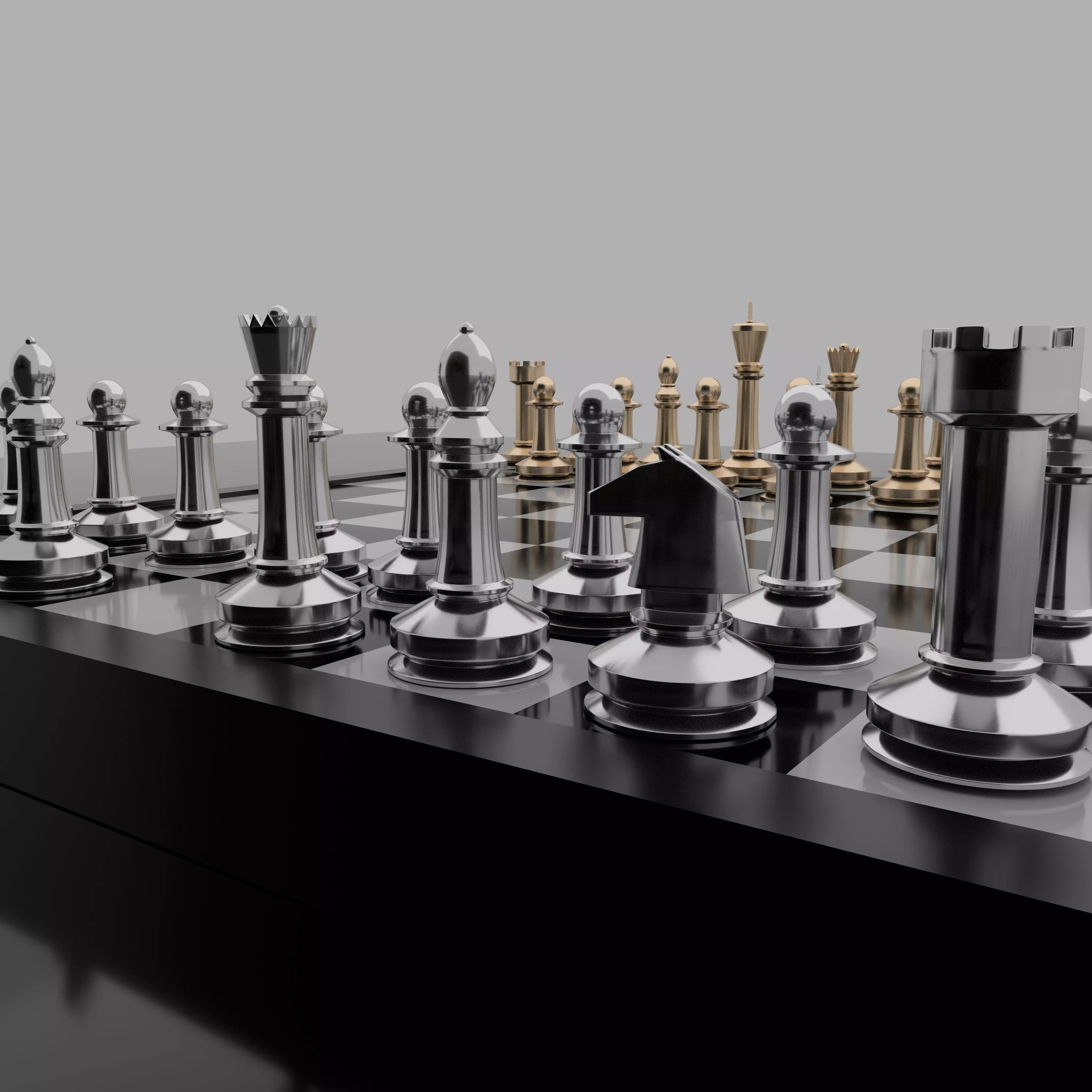 Chess set Free low-poly 3D model_0