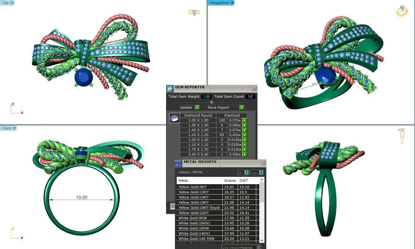 Jeulia Diamond Bowknot Ring  3D print model_1