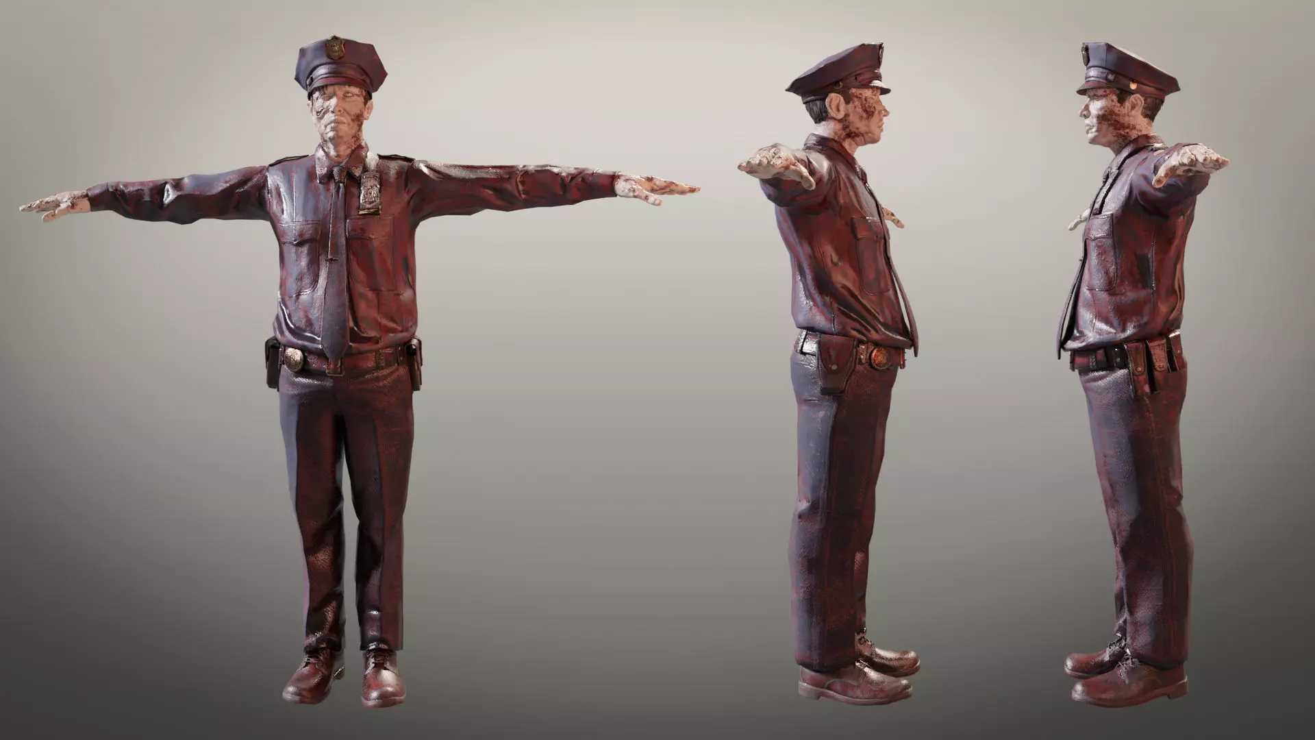 Zombie Military and Police Pack Low-poly 3D model_0