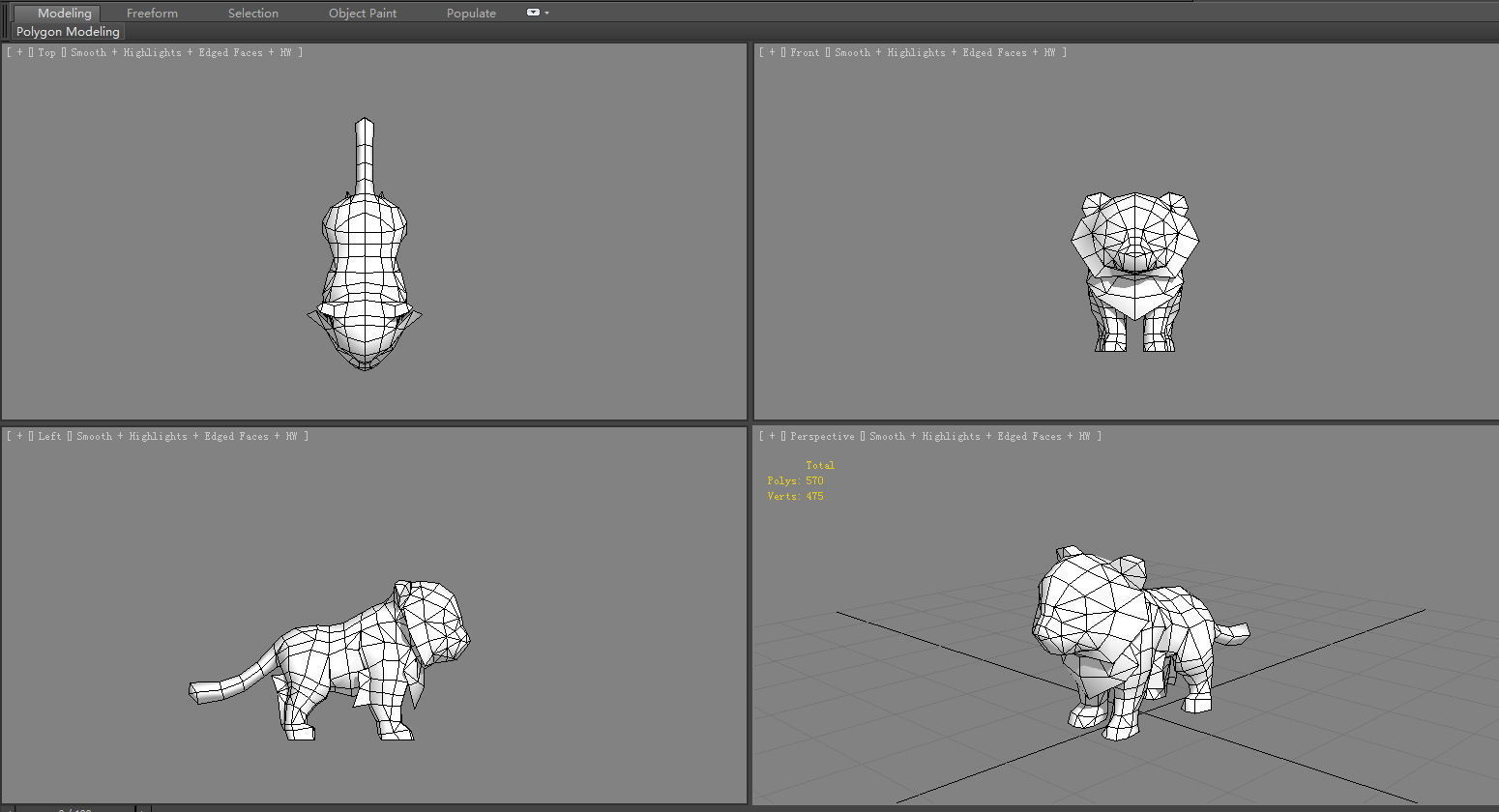 Cartoon little tiger - B Low-poly 3D model_6