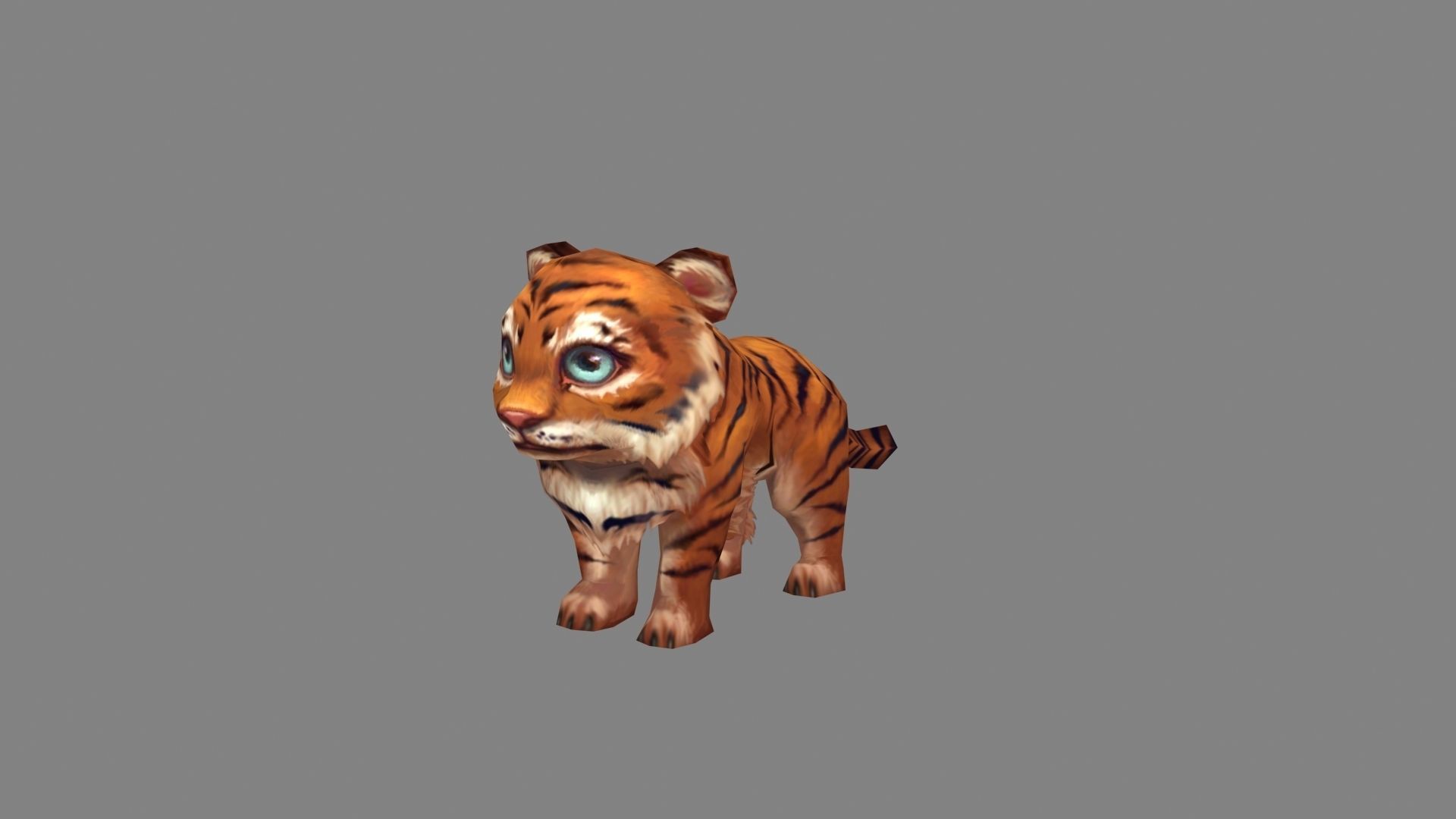 Cartoon little tiger - B Low-poly 3D model_1