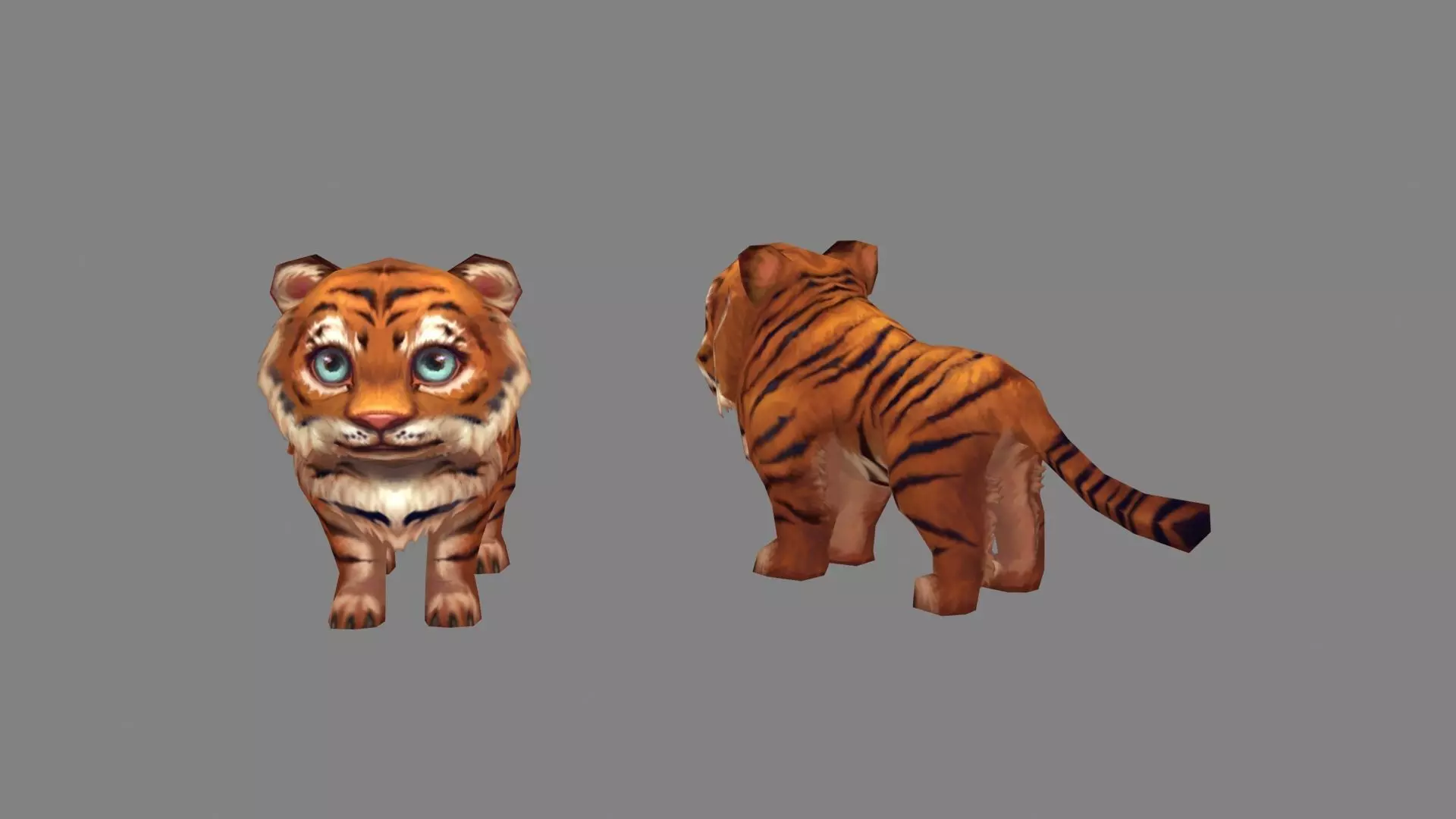 Cartoon little tiger - B Low-poly 3D model_0
