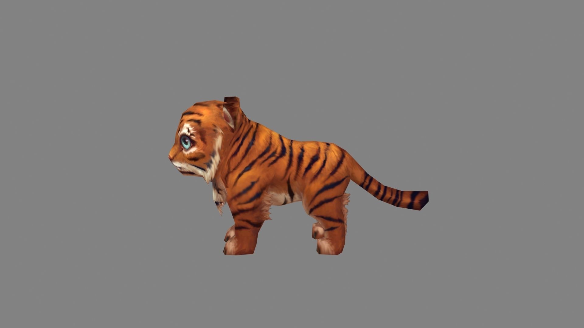 Cartoon little tiger - B Low-poly 3D model_2