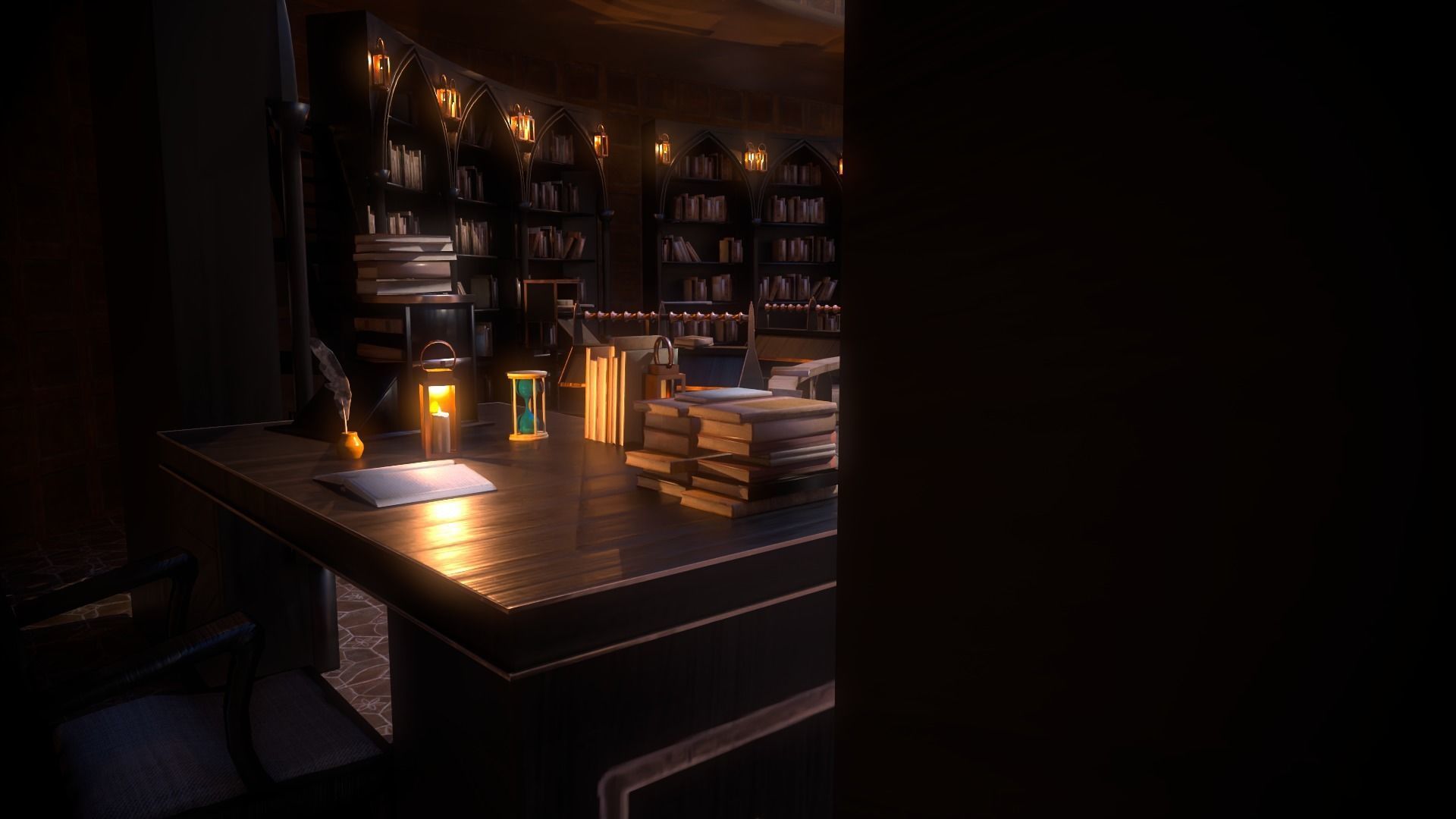 Medieval Library Model Pack Black low-poly Low-poly 3D model_11