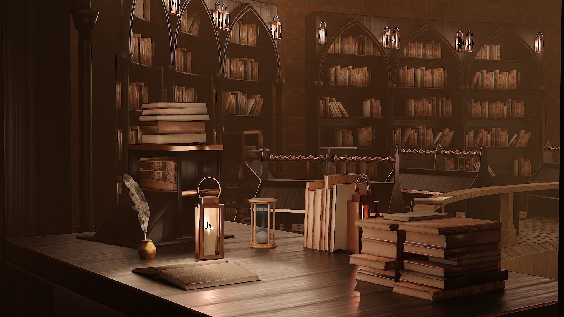 Medieval Library Model Pack Black low-poly Low-poly 3D model_6