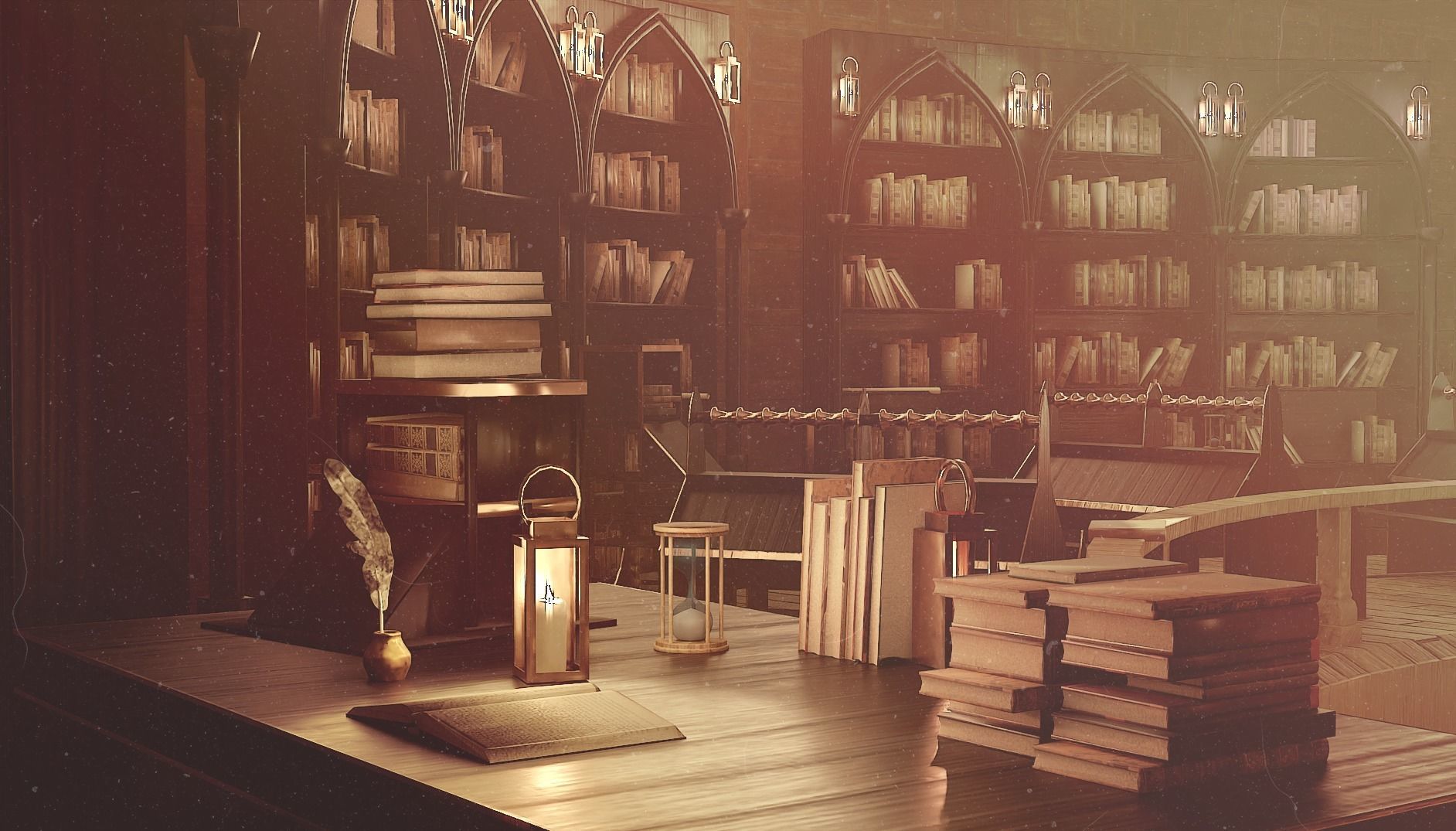 Medieval Library Model Pack Black low-poly Low-poly 3D model_5