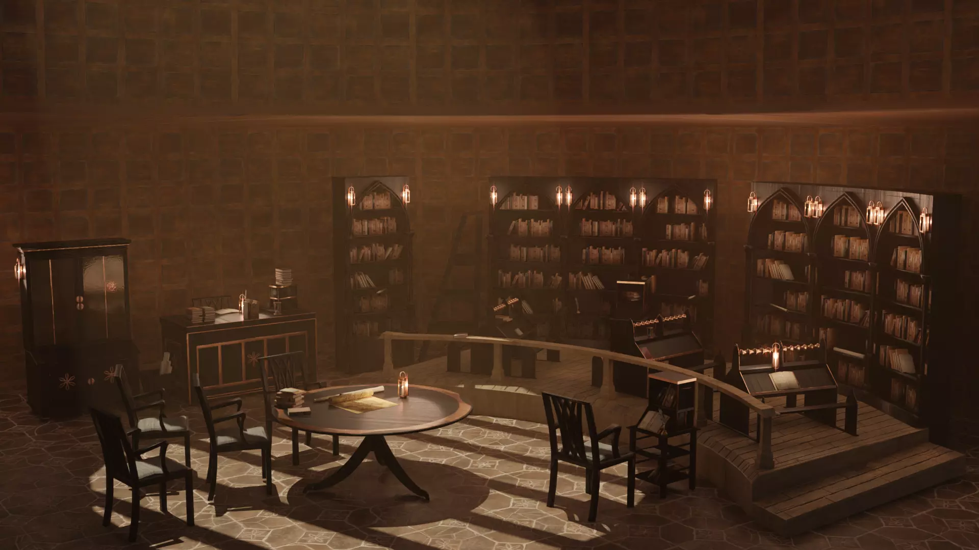 Medieval Library Model Pack Black low-poly Low-poly 3D model_0