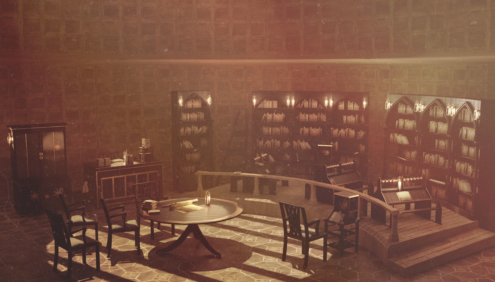 Medieval Library Model Pack Black low-poly Low-poly 3D model_2
