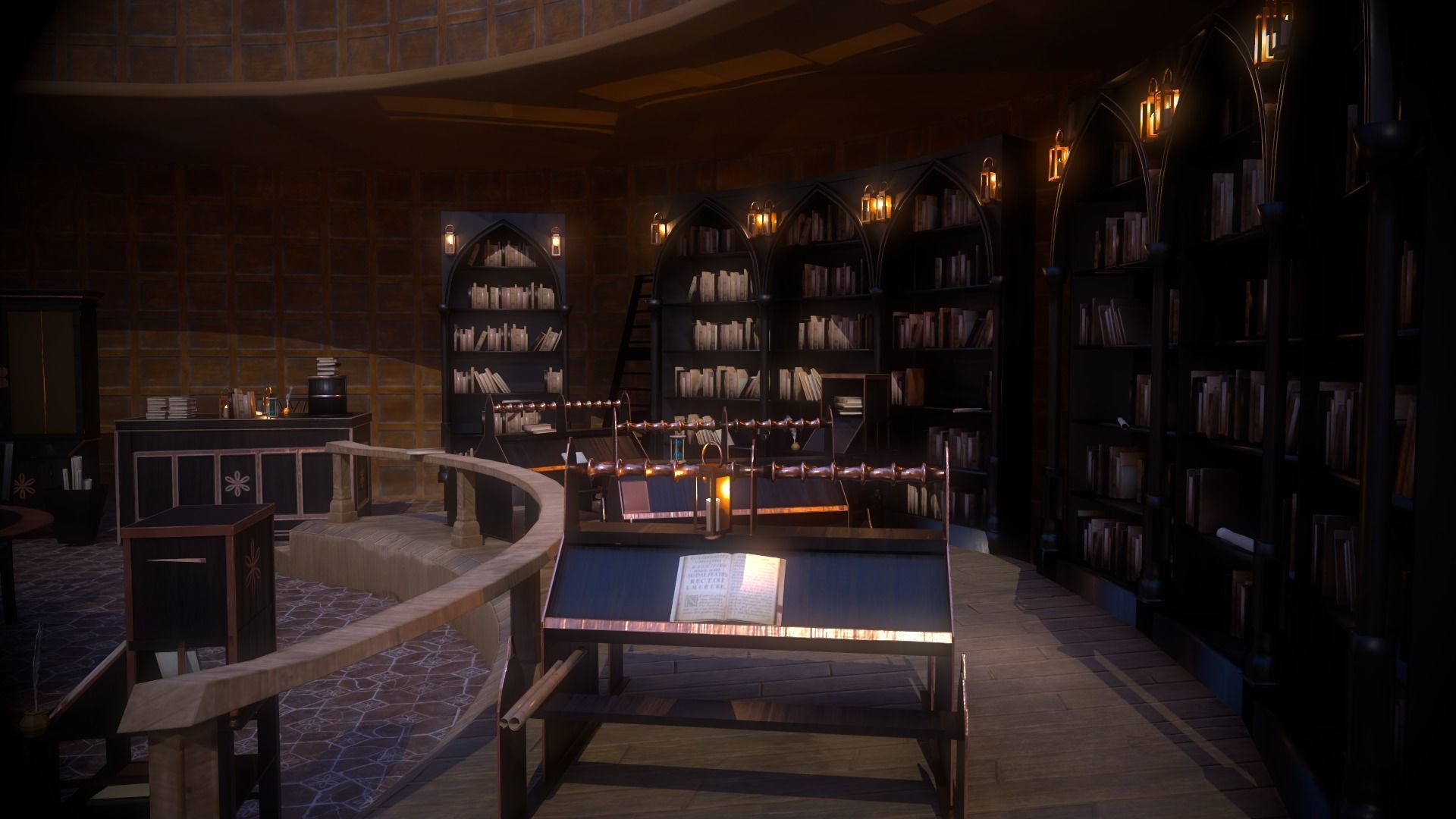 Medieval Library Model Pack Black low-poly Low-poly 3D model_10