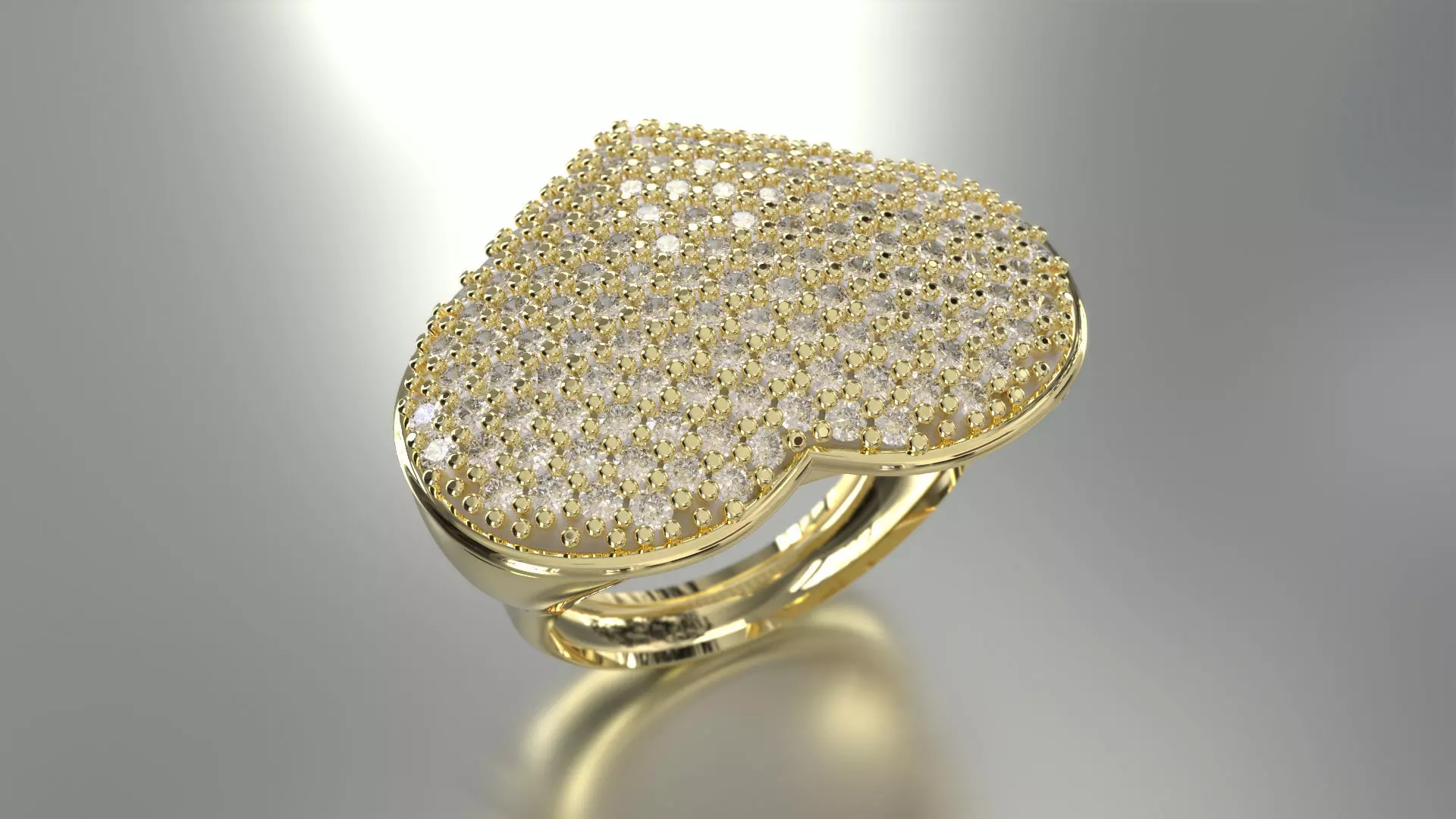Heart Pave Ring 3D print model_0