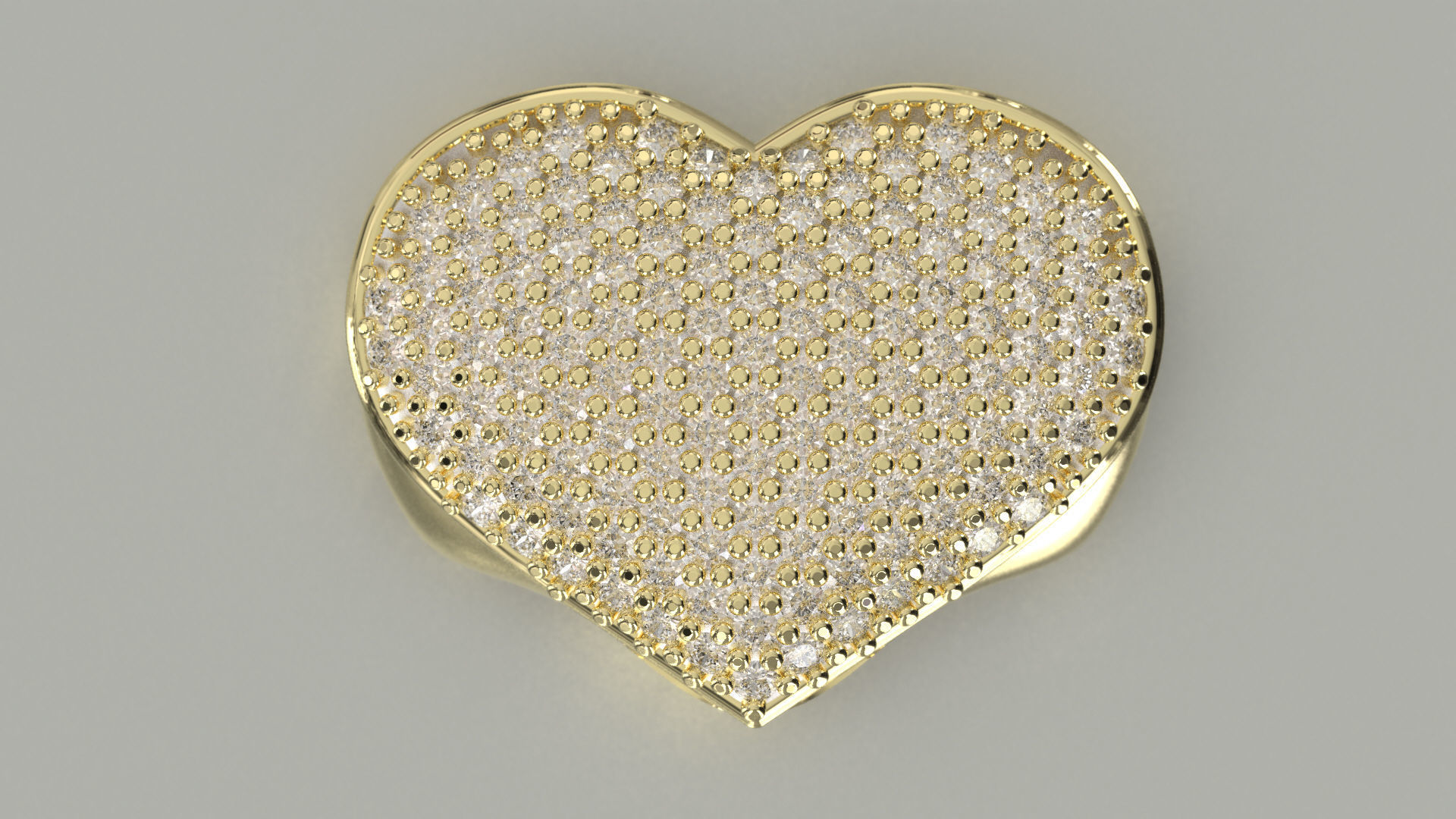 Heart Pave Ring 3D print model_3