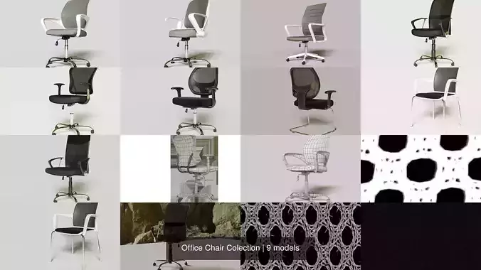 Office Chair Colection 3D Model Collection