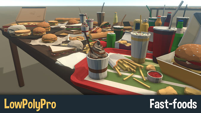 LowPolyPro Fast-foods Low-poly 3D model