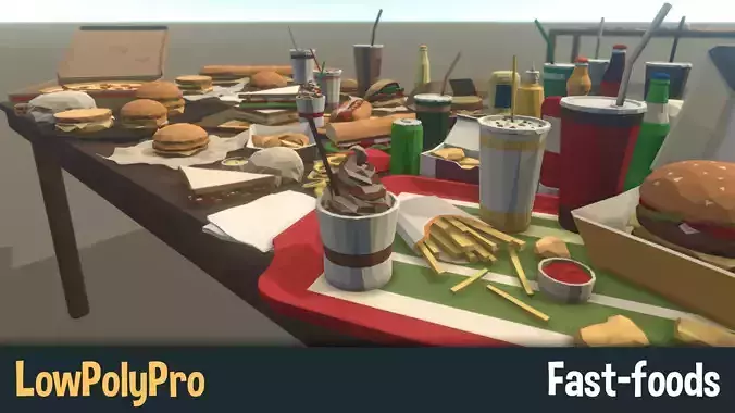 LowPolyPro Fast-foods Low-poly 3D model