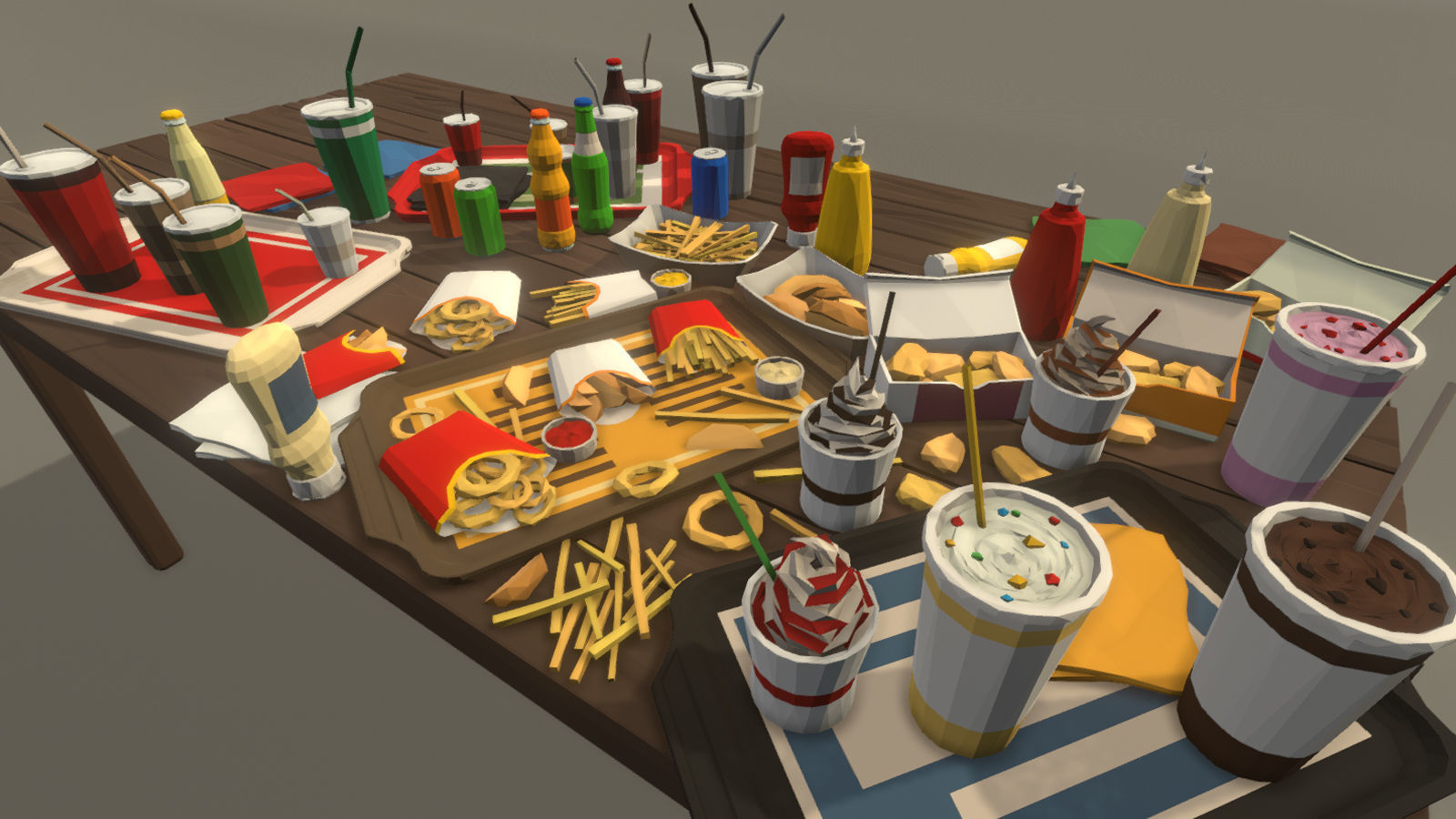 LowPolyPro Fast-foods Low-poly 3D model_6