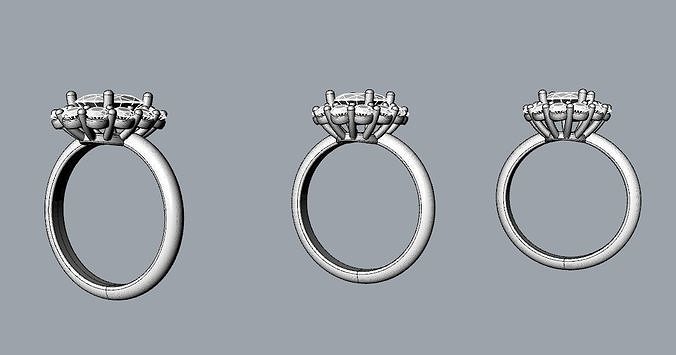 Princess Diana and Kate Middleton Ring THREE varieties  3D print model