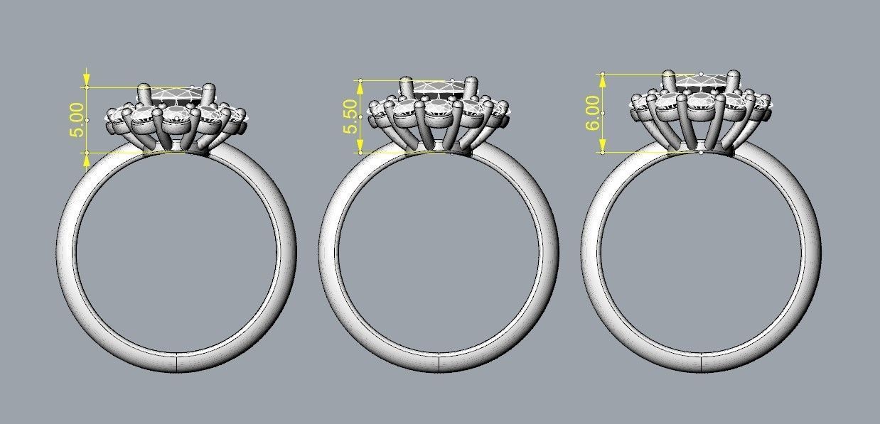 Princess Diana and Kate Middleton Ring THREE varieties  3D print model_1
