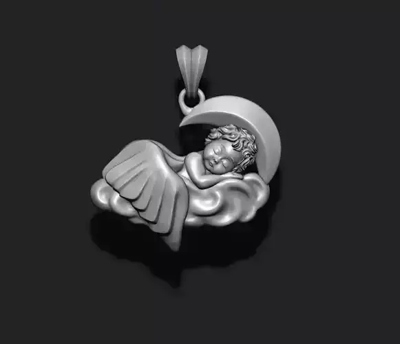 Sleeping baby angel pendant 3D print model Sleeping baby angel pendant 3D print model