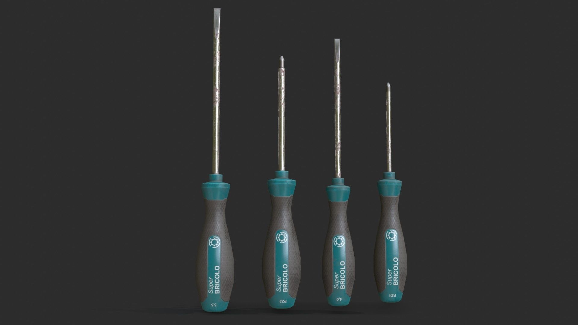 Screwdrivers Pack Low-poly 3D model_10