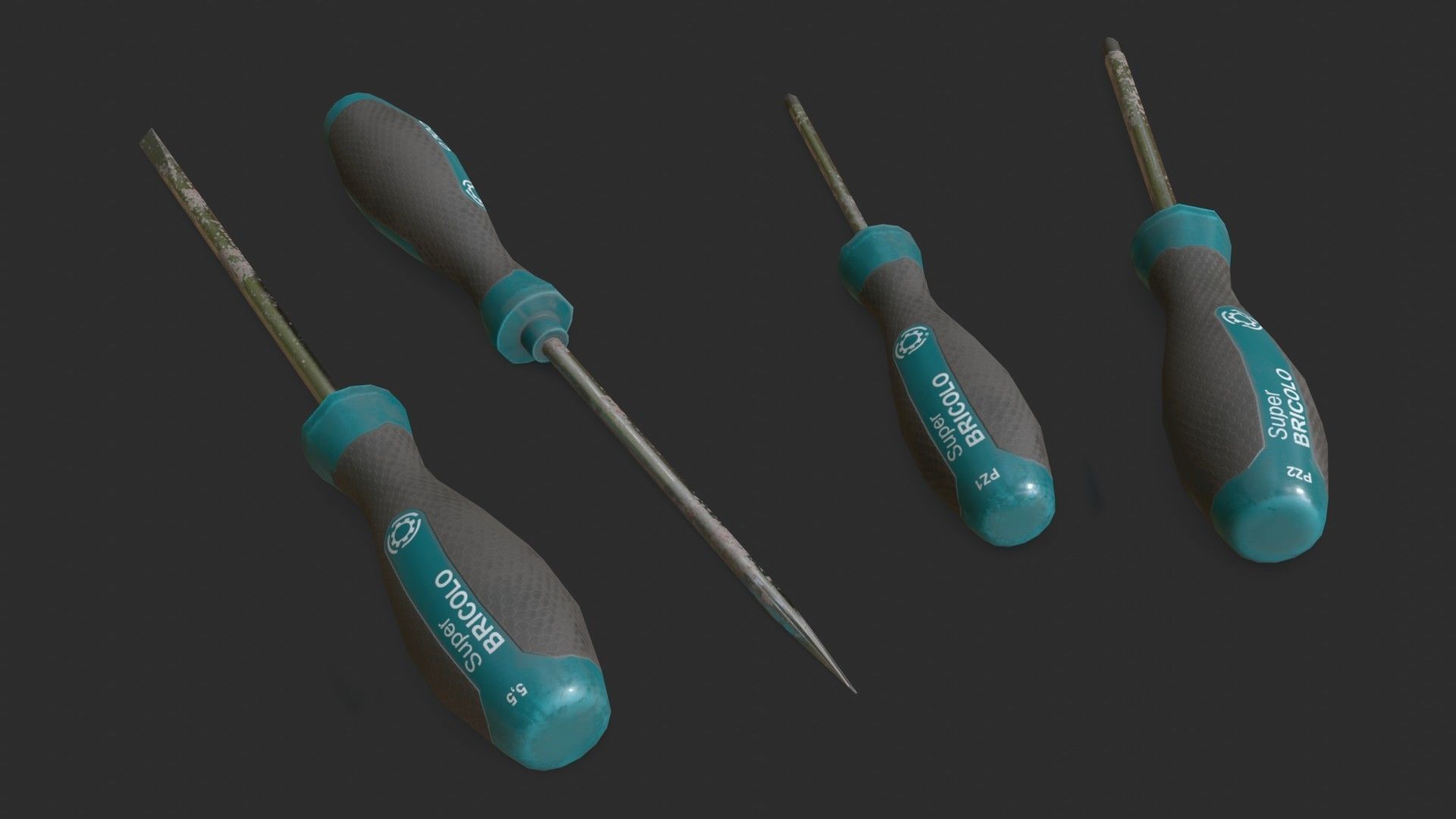 Screwdrivers Pack Low-poly 3D model_8