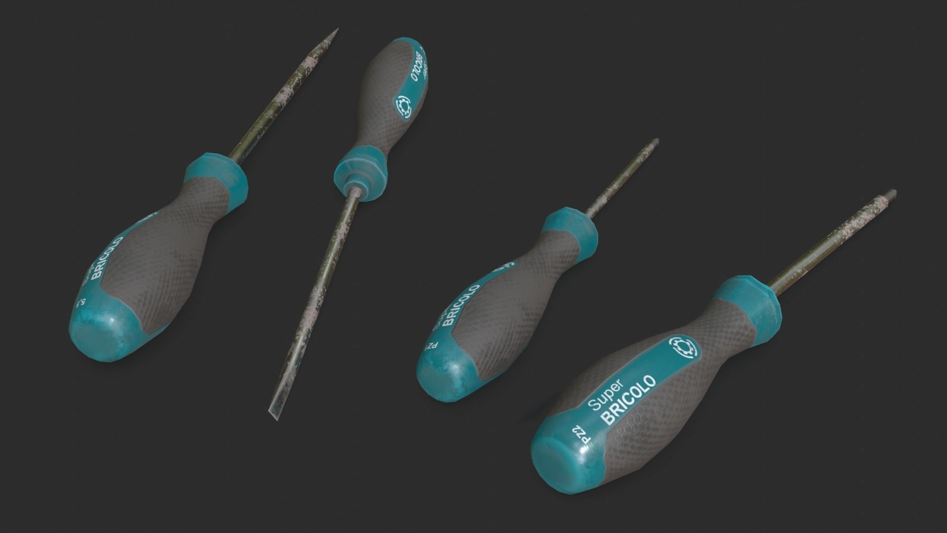 Screwdrivers Pack Low-poly 3D model_9