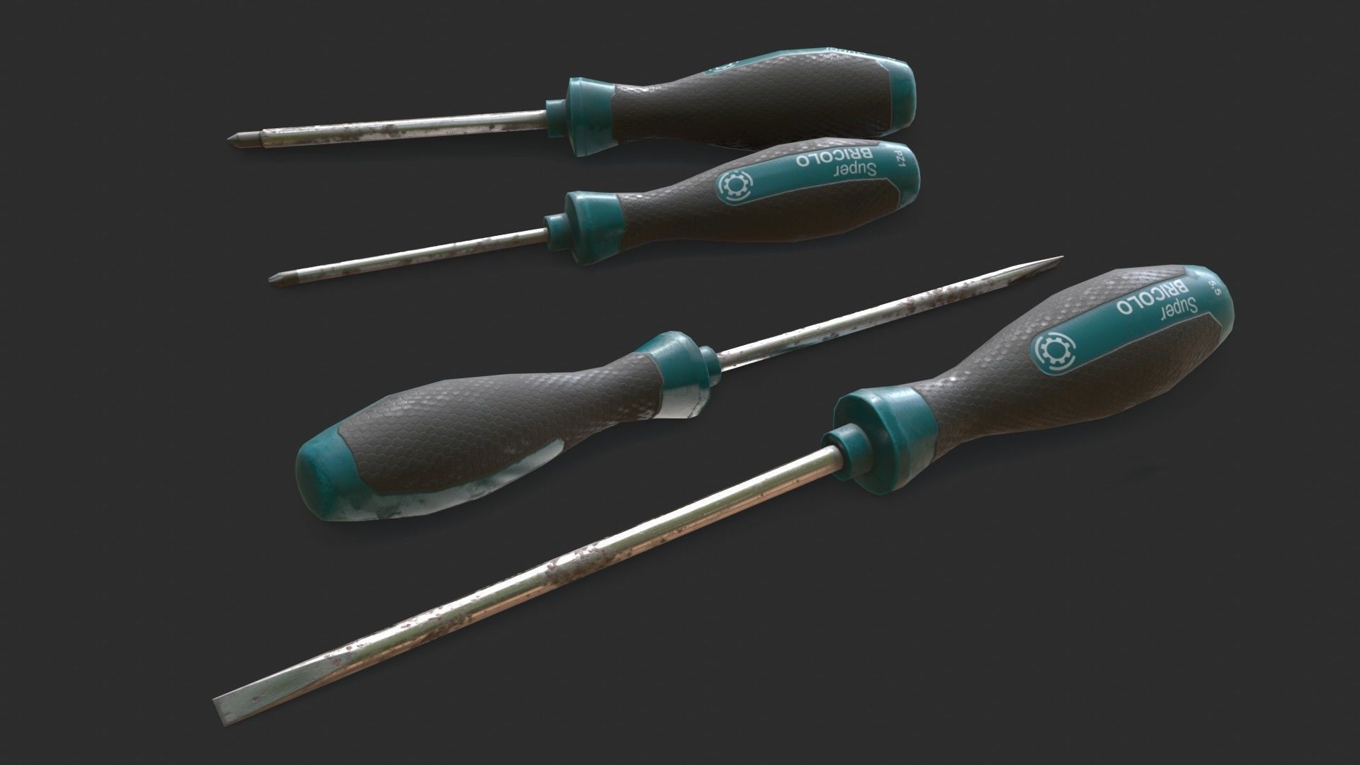 Screwdrivers Pack Low-poly 3D model_6