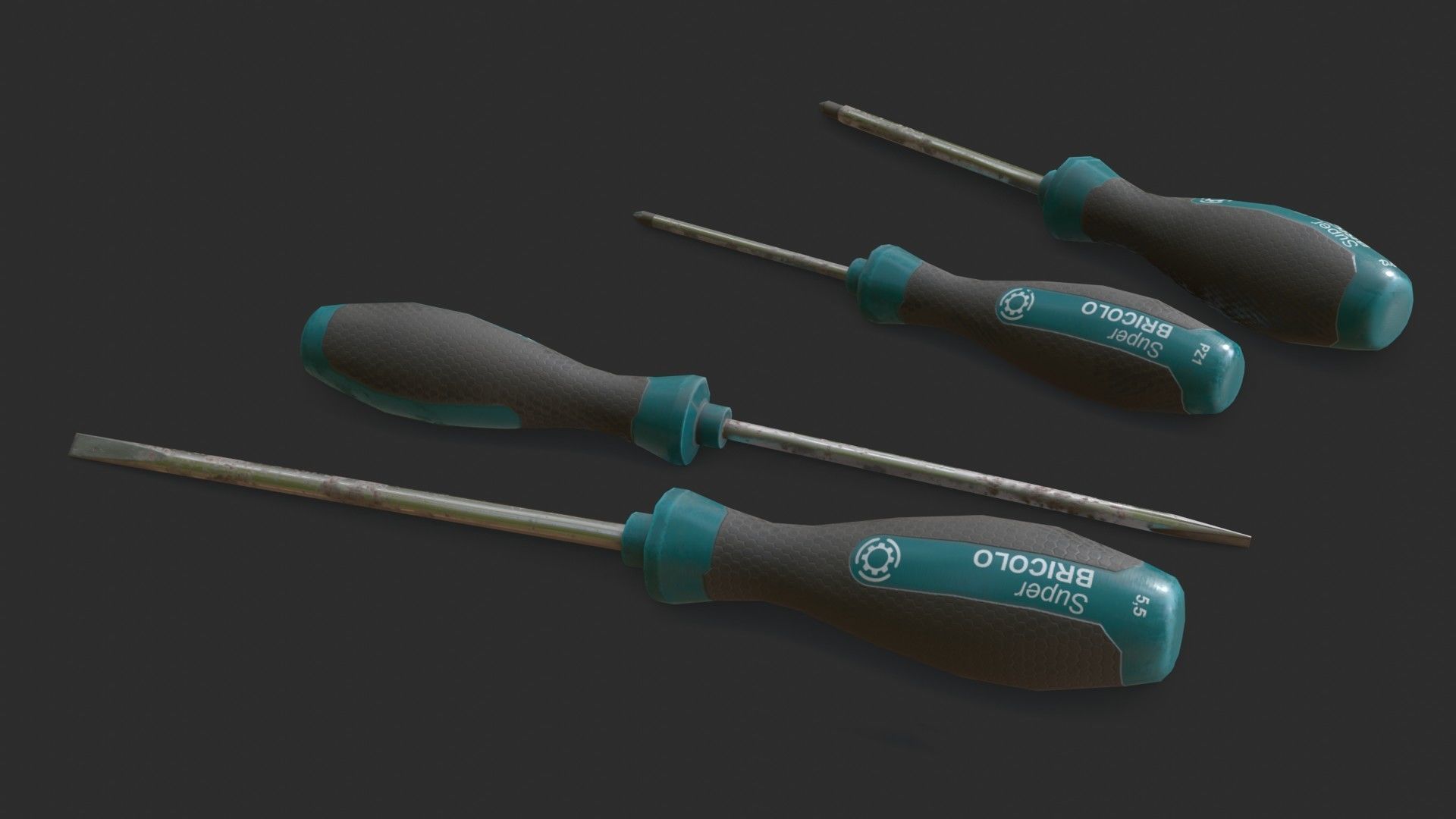 Screwdrivers Pack Low-poly 3D model_7