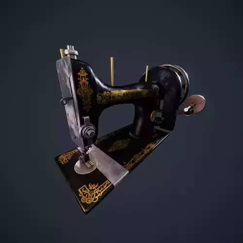 Sewing machine Victorian Low-poly 3D model