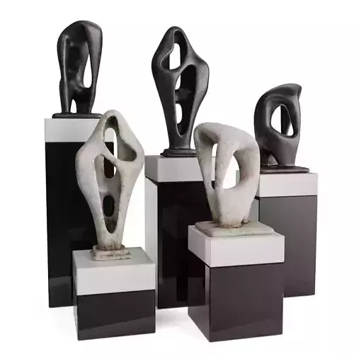 Amorphous figures pedestal black and white