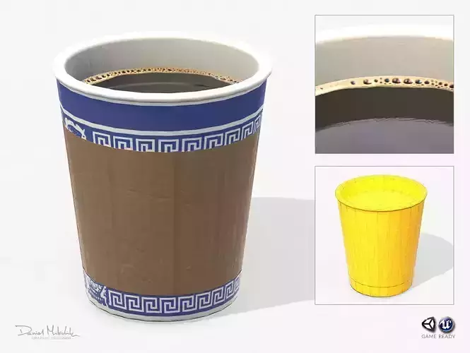 Paper Coffe Cup Low Poly PBR