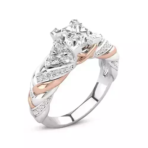 Twist Princess Cut Engagement Ring 