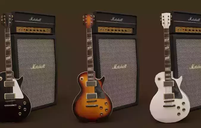 Guitar Les paul and Amp Marshall