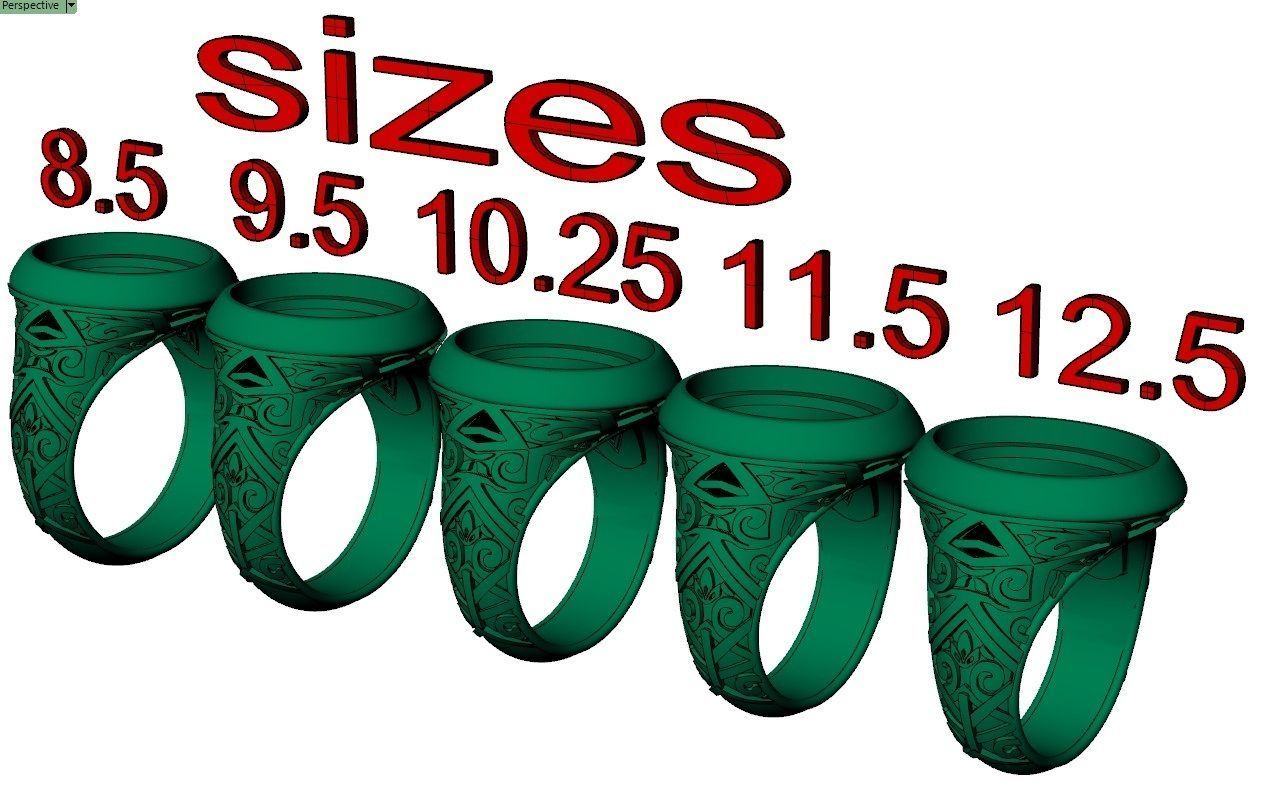 stylish mens ring with a pattern and a black stone 3D print model_6