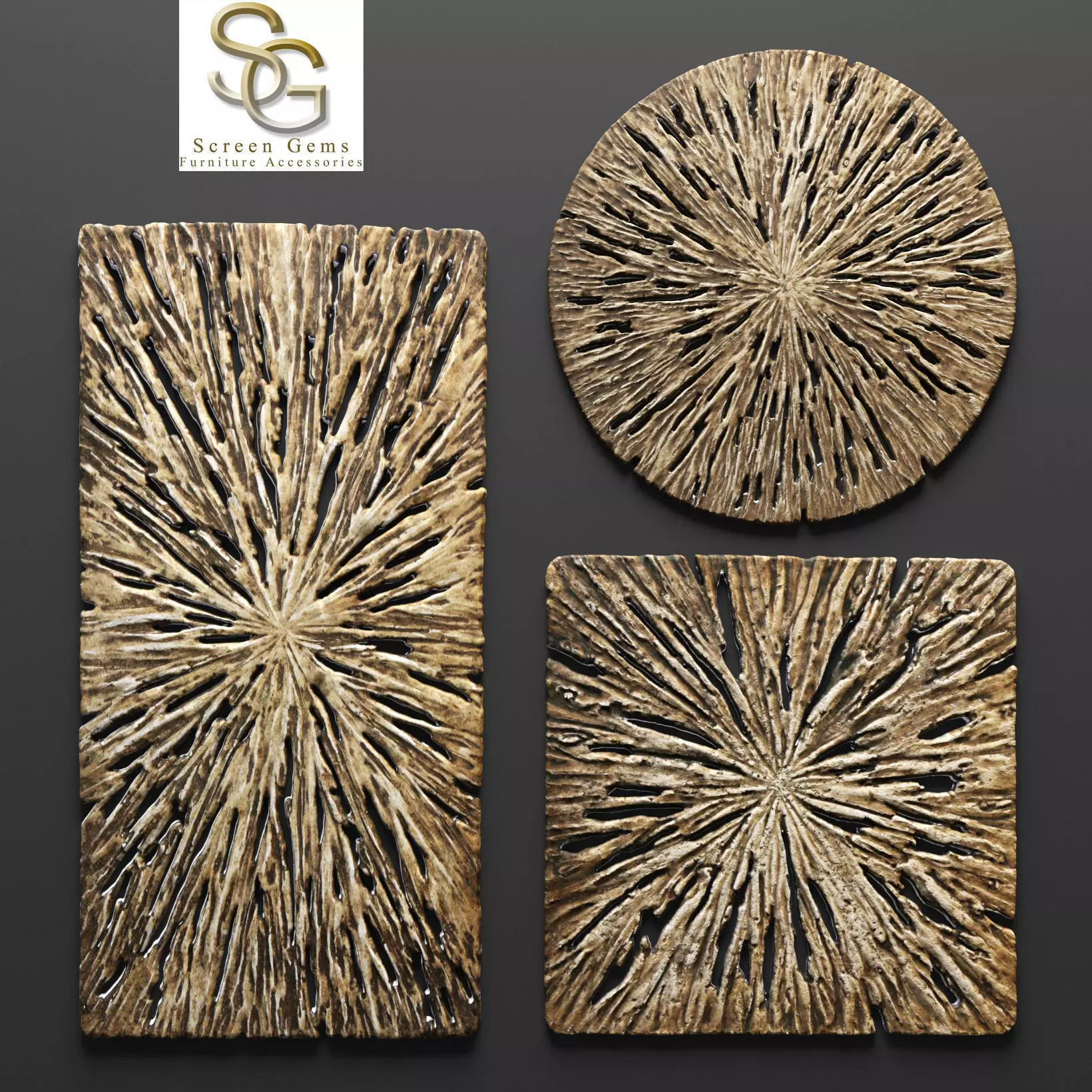 Rotten Wood Wall Art - Set  3D model_0
