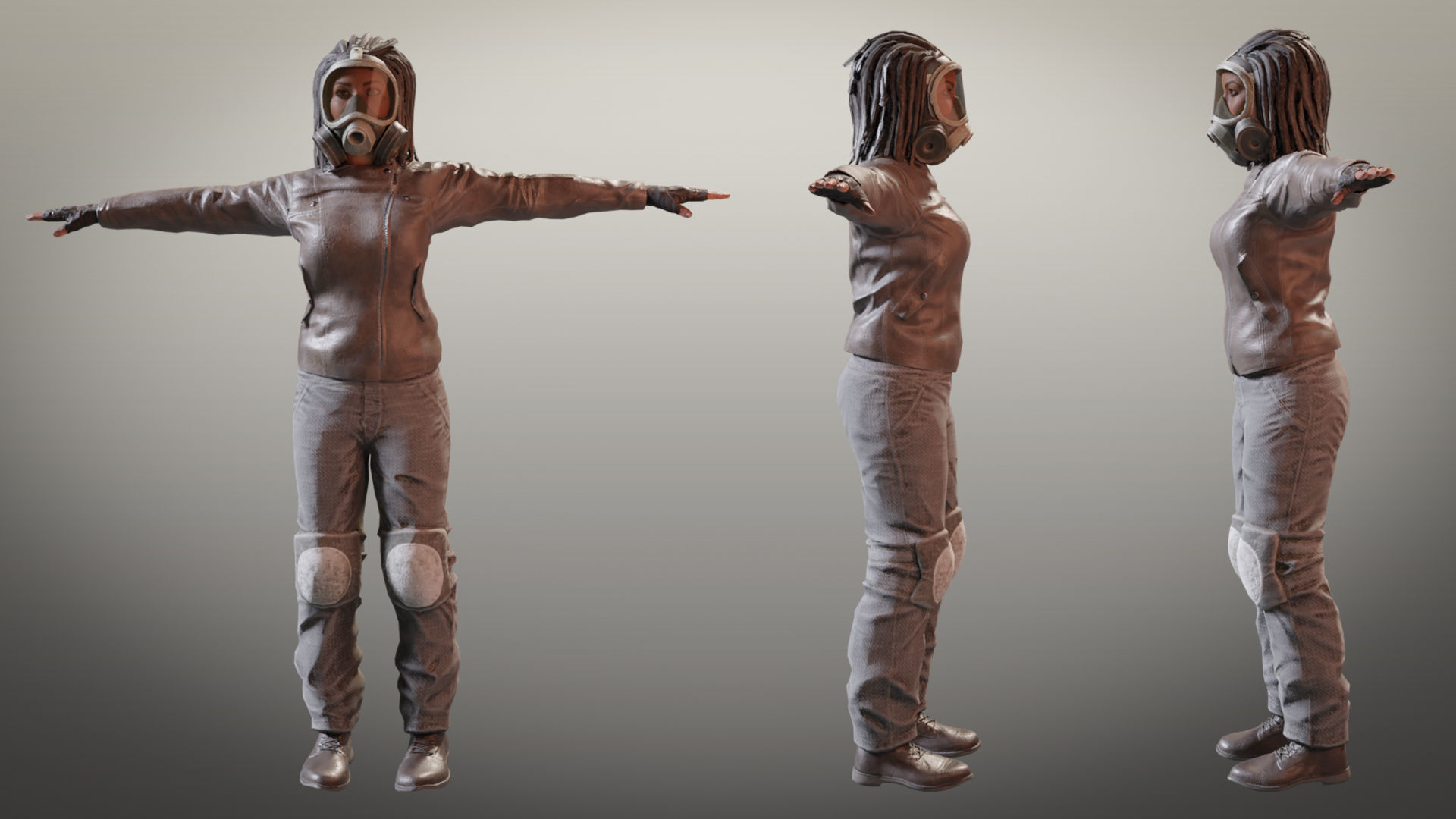 Female Characters Game-Ready pack Low-poly 3D model_4